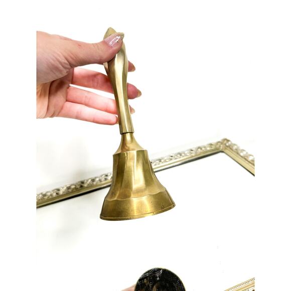 Vintage Brass Hand Bell - Handheld Solid Brass Bell with Charming Tone - Picture 2 of 8